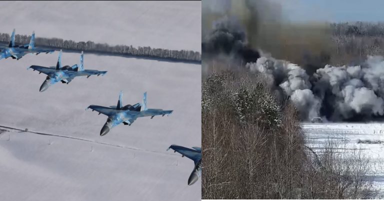 Українська авіація пів години назад відпрацювала удари по танкових колонах противника. Фото та відео навчань